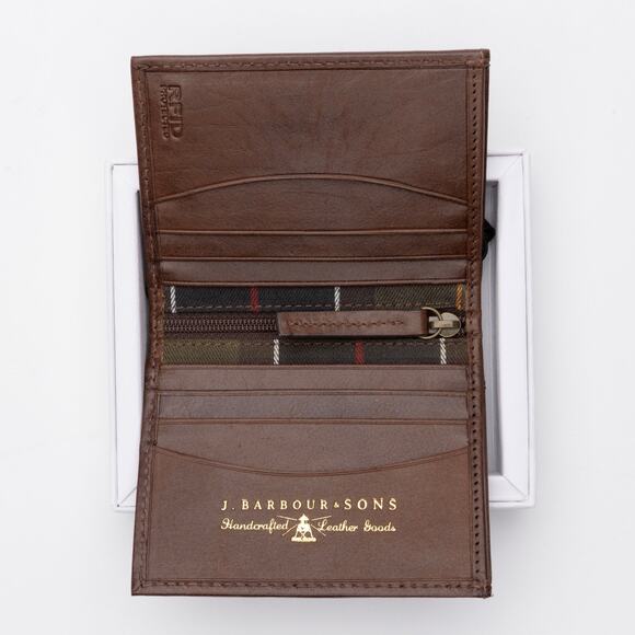 Barbour Men Colwell Small Leather Billfold Wallet Brown - Picture 2 of 5